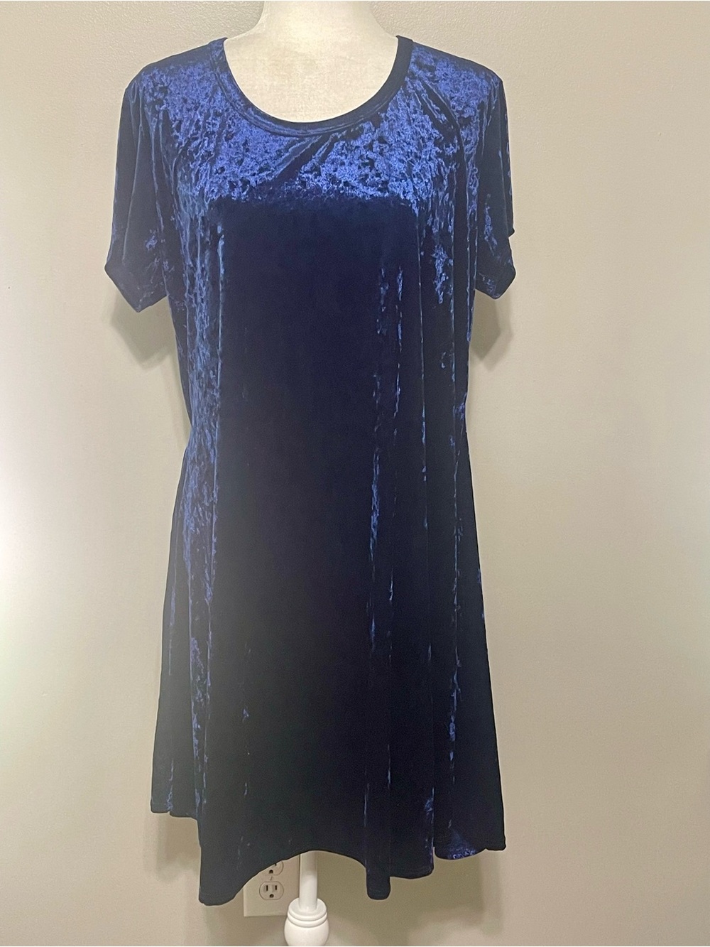 Women's 2-3XL NavyBlue Crushed Velour Dress Y2K Velvet USA Made Whimsigoth 90's